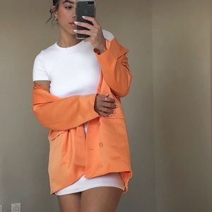 Orange Satin Oversized Blazer